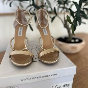 Steve Madden Gold Stiletto Heels with Ankle Strap